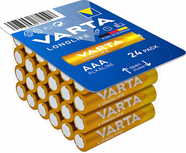 Varta batteri Alkaline, Micro, AAA, LR03, 1,5V Longlife, Retail Box (24-Pack)