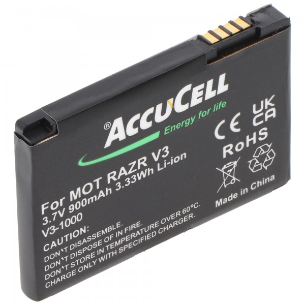 AccuCell batteri passer til Motorola V3 Razr, PEBL SNN5696, BA700