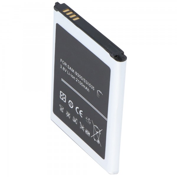 Batteri passer til Samsung Galaxy S III, GT-I9300, EB-L1G6LLUC med 2100mAh med NFC