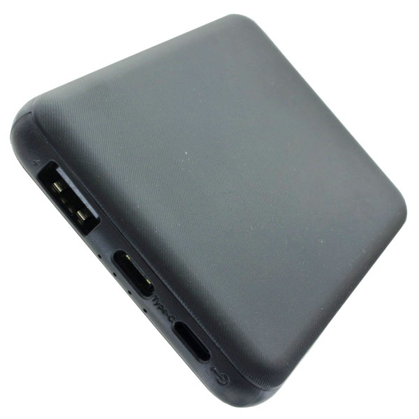 Powerbank Li-Polymer med 5000 mAh, LED-indikator, micro USB og USB-C output inklusive Apple iPhone USB synkronisering og ladekabel