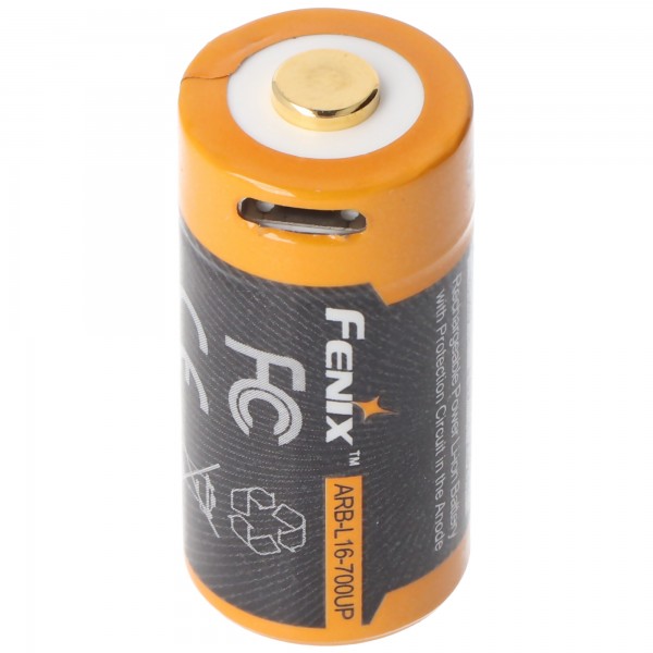 Fenix ARB-L16-700UP Beskyttet Li-ion-batteri 16340 RC123A til PD25 PD22UE, med USB-opladningsstik