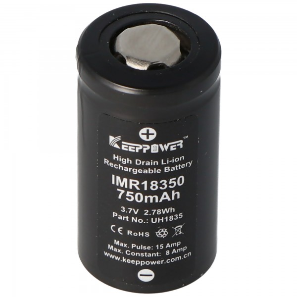 Keeppower IMR18350 - 750mAh, 3,7V (8A) Li-ion batteri