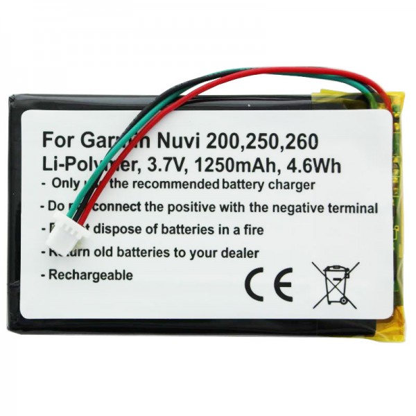 Batteri passer til Garmin Nuvi 200w, 361-00019-11