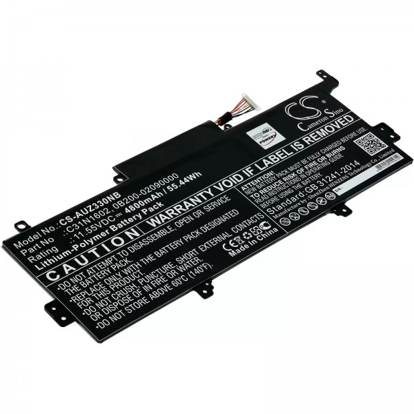 Batteri passer til bærbare Asus Zenbook UX330UA-FC080T, UX330UA-FB162T, type C31N1602 og andre - 11.55V - 4800 mAh