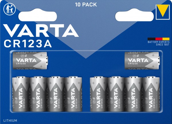 Varta batteri lithium, CR123A, 3V foto, detailblister (10-pak)