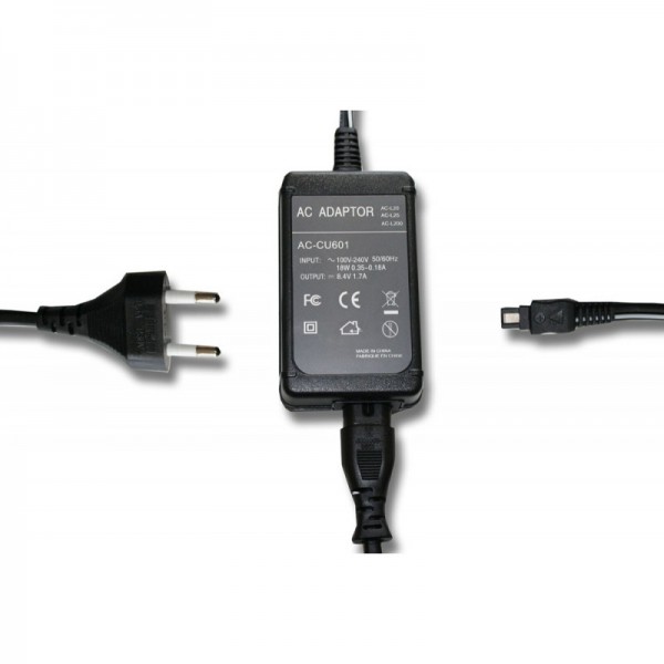 Strømforsyning, der passer til Sony oplader AC-L20, AC-L20A, AC-L20B, AC-L20C, AC-L25 kamera, digitalt kamera, DSLR, 2 m kabellængde