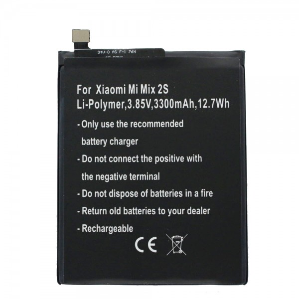 Batteri passer til Xiaomi Mi Mix 2S, Li-Polymer, 3,85V, 3300mAh, 12,7Wh, indbygget, uden værktøj