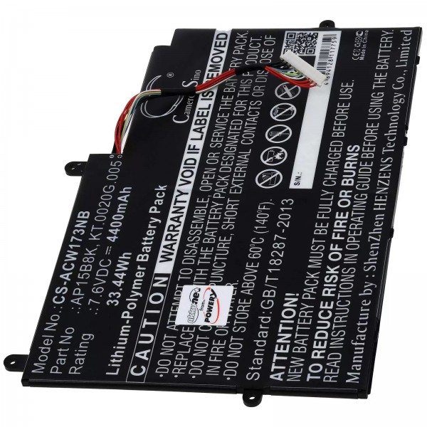 Batteri til bærbar Acer Aspire Switch 11 SW5-173 / Aspire Switch 11 SW5-173P / Type AP15B8K - 7.6V - 4400 mAh