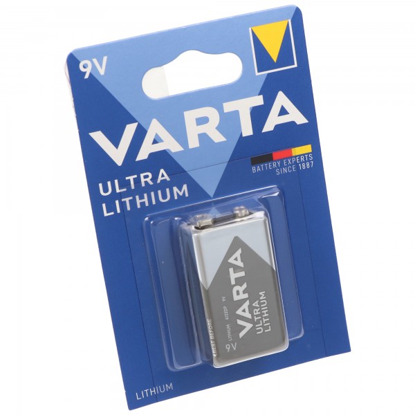 Varta lithiumbatteri 9 Volt, U9VL, 6AM6, Varta 6122 E-Block
