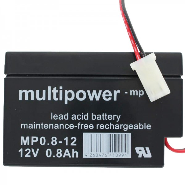 Multipower MP0.8-12AMP 12 Volt 800mAh med AMP stikkontakt