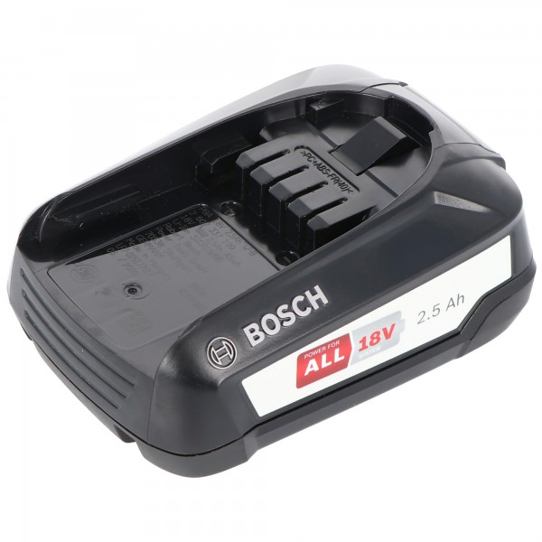 Bosch 18 volt udskiftningsbatteri 2,5 Ah, der passer til alle enheder i det grønne Bosch Home and Garden Li-ion 18 volt system