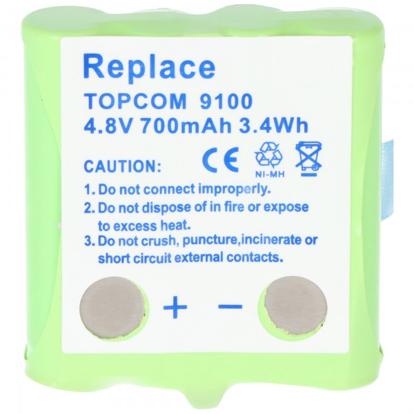 AccuCell batteri passer til Topcom Twintalker 9100 batteri TT9100, men ingen kontakt på bagsiden! Vær derfor altid nødt til at B