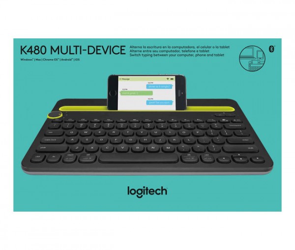 Logitech Keyboard K480, Trådløst, Bluetooth, sort Multi-Device, DE, Detail