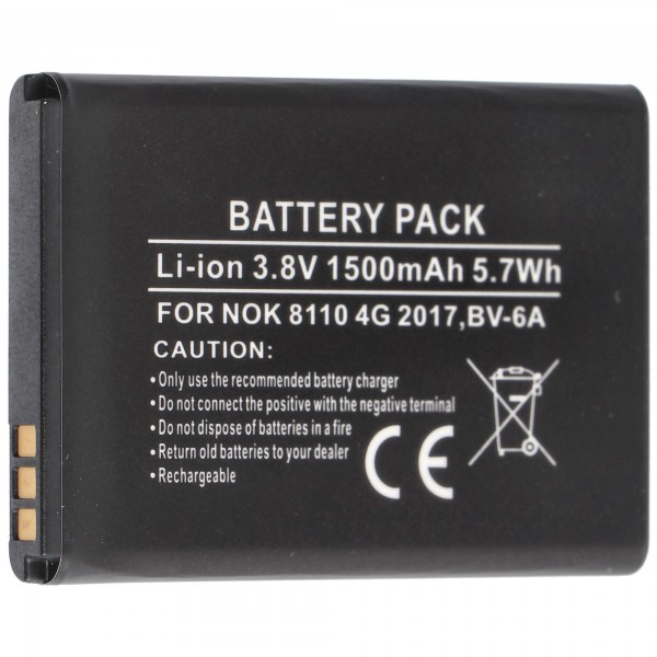 Batteri passer til Nokia 8110 4G 2017, BV-6A, Li-ion, 3,8V, 1500mAh, 5,7Wh