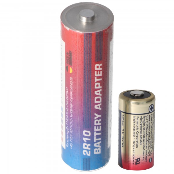 Adapter batteri 2R10 duplex stick batteri, 2R10R, 3010, 2010, 3,0 volt 73x21mm maks. 1600mAh