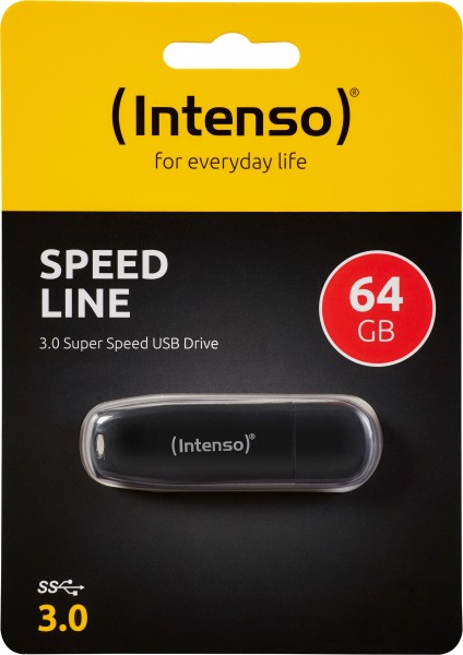 Intenso USB 3.0 stick 64GB, Speed Line, sort type A, (R) 70MB/s, blisterpakning