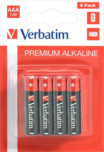Verbatim batteri alkalisk, mikro, AAA, LR03, 1,5V Premium, detailblister (8-pak)