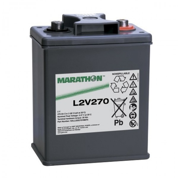 Exide Marathon L2V270 blybatteri med M8 skruetilslutning 2V, 270000mAh