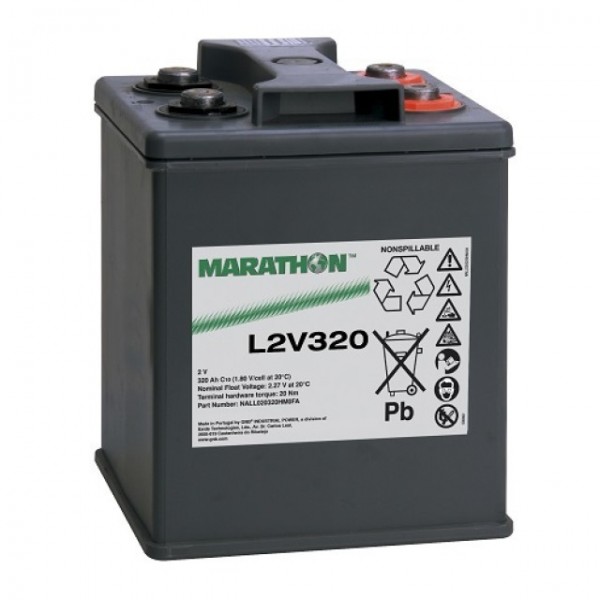 Exide Marathon L2V320 blybatteri med M8 skruetilslutning 2V, 320000mAh
