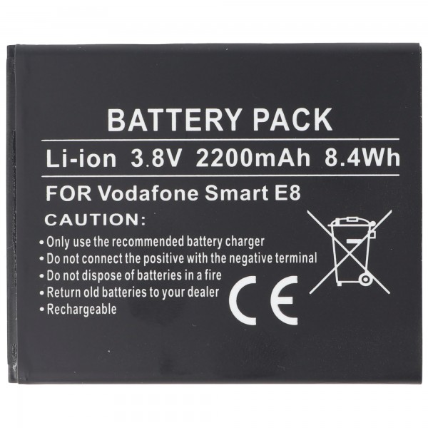 Batteri passer til Vodafone Smart E8, Li-ion, 3.8V, 2200mAh, 8.4Wh