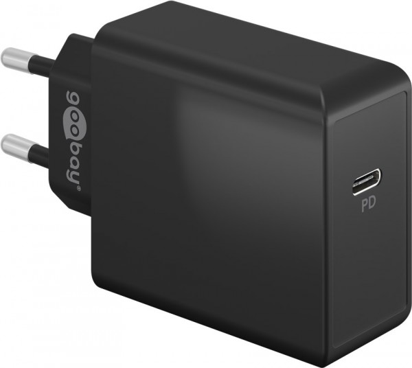 Goobay USB-C™ PD hurtigoplader (65 W) sort - opladningsadapter med 1x USB-C™-port (strømforsyning)