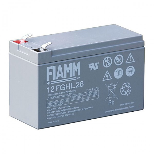 Fiamm 12FGHL28 blybatteri med Faston 6,3 mm 12V, 7200mAh