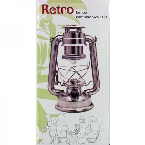 Retro LED storm lanterne sølv med 12 lyse LED fuldt dæmpbare, batteridrevet