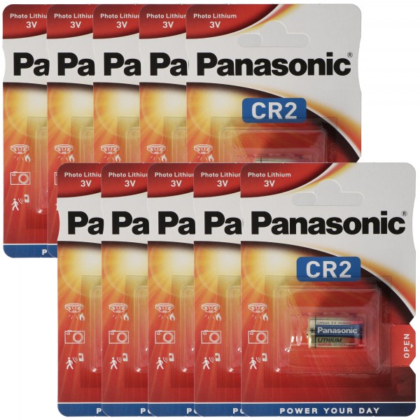 Panasonic CR2 litiumbatteri CR2EP, CR-2 batteripakke på 10