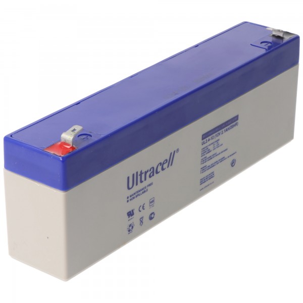 Ultracell UL2.4-12 Blybatteri 12 Volt 2,4 Ah, Faston 187, 4.8mm