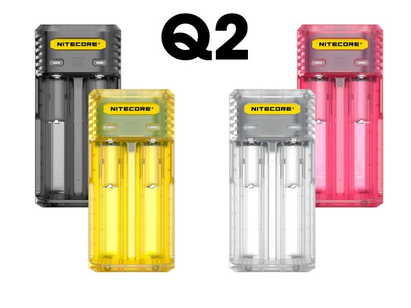 Nitecore Q2 - hurtig oplader til Li-Ion batterier, 2 aksellastere - 4 farver at vælge imellem
