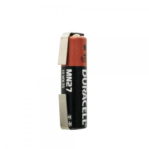 Duracell MN27 batteri 12 Volt spænding, med loddemuffer i U-form
