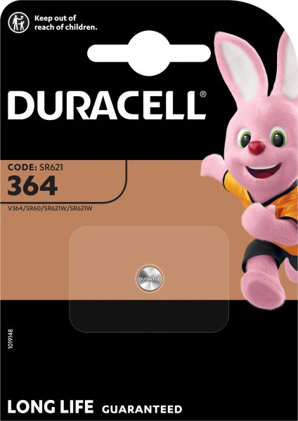 Duracell batteri sølvoxid, knapcelle, 364, SR60, 1,5V ur, detailblister (1-pakke)