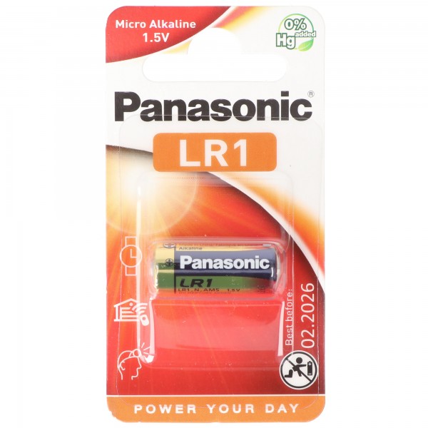 Panasonic PowerMax3 LR1, Lady Størrelse N, GP910A, E90, 1,5 Volt max. 900mAh