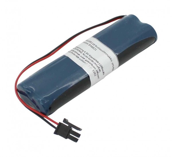 Nødlys batteri NiMH 4.8V 1100mAh L2x2 Mignon AA med 150mm kabel og stik erstatter Inotec 890021
