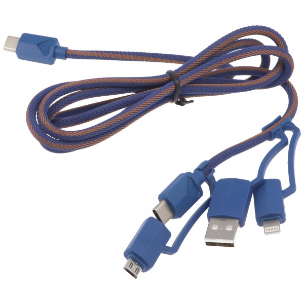 3A USB-opladerkabel USB-PDC-3 Multifunktionelt USB-data og opladerkabel 1,2 meter op til 3A maks. 65W