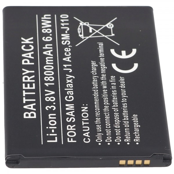 Batteri passer til Samsung Galaxy J1 Ace, SM-J110, Li-ion, 3,8V, 1800mAh, 6,8Wh