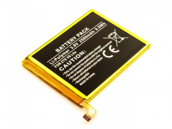 Batteri passer til ZTE V8 Lite, Li-Polymer, 3.8V, 2500mAh, 9.5Wh, indbygget, uden værktøj