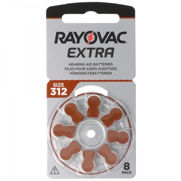 Rayovac HA312 PR41 høreapparatbatterier Ekstra avanceret pakke med 8 6 + 2 gratis 5000252100980