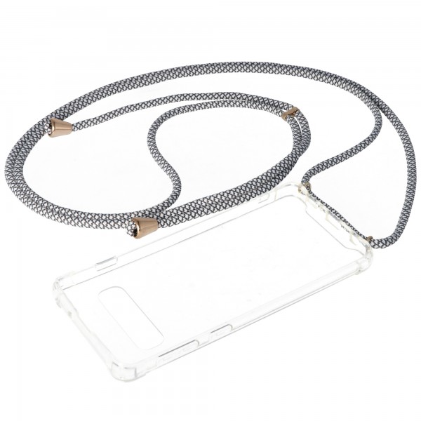 Halskædetaske, der er velegnet til Samsung Galaxy S10, smartphone-cover med ledningsgrå, hvid til ophæng