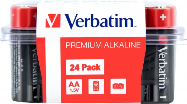 Verbatim Battery Alkaline, Mignon, AA, LR06, 1,5V Premium, Retail Box (24-Pack)