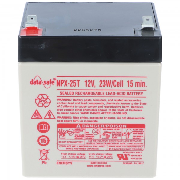 Hawker Enersys bly-syre batteri inverter DataSafe NPX25-12 12V 5Ah F6.35