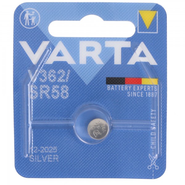 Varta batteri sølvoxid, knapcelle, 362, SR58, 1,55V elektronik, detailblister (1-pakke)