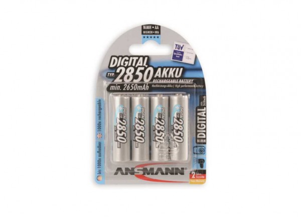 Ansmann NiMH batteri type 2850 Mignon 2650mAh digital blisterpakning med 4 stk