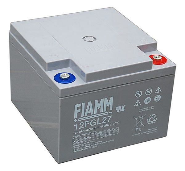 Fiamm bly-syre batteri 12FGL27 Pb 12V / 27000mAh 10 års batteri, M5