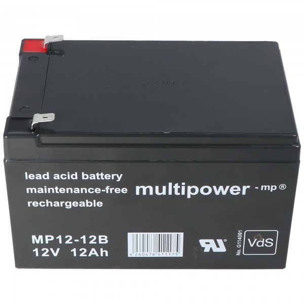 Multipower MP12-12B Bly Batteri 12 Volt 12Ah,