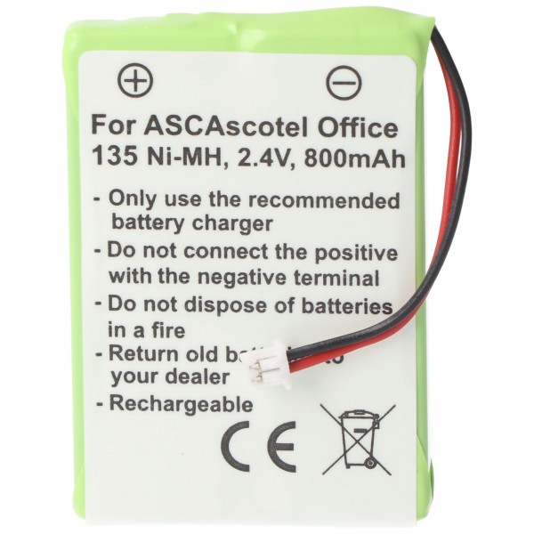 ASCOM ASCOTEL OFFICE 135 Genopladeligt batteri til genopladeligt batteri fra AccuCell med 800mAh