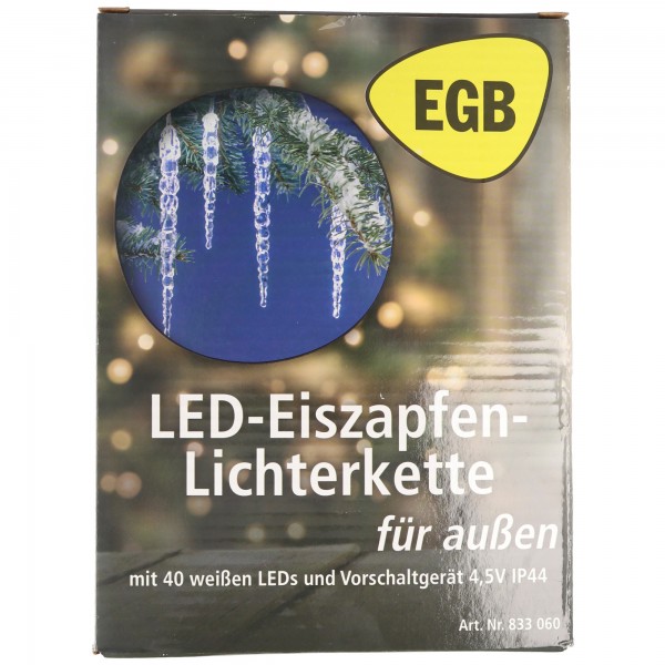 EGB LED icicle streng af lys 40 kegler hvid LED 4027236043409