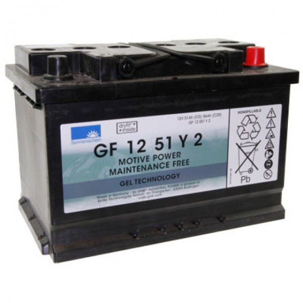 Exide Dryfit GF12051Y2 blybatteri med A-Pol 12V, 51000mAh