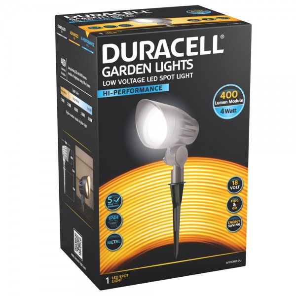 Duracell lavspænding LED haven spot med max. 400 lumen, 4 watt, levering uden den nødvendige strømforsyning