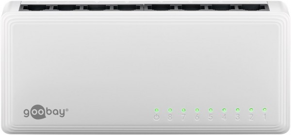 Goobay 8-ports Gigabit Ethernet netværksswitch - 8x RJ45-stik, autonegotiation, 1000 Mbit/s